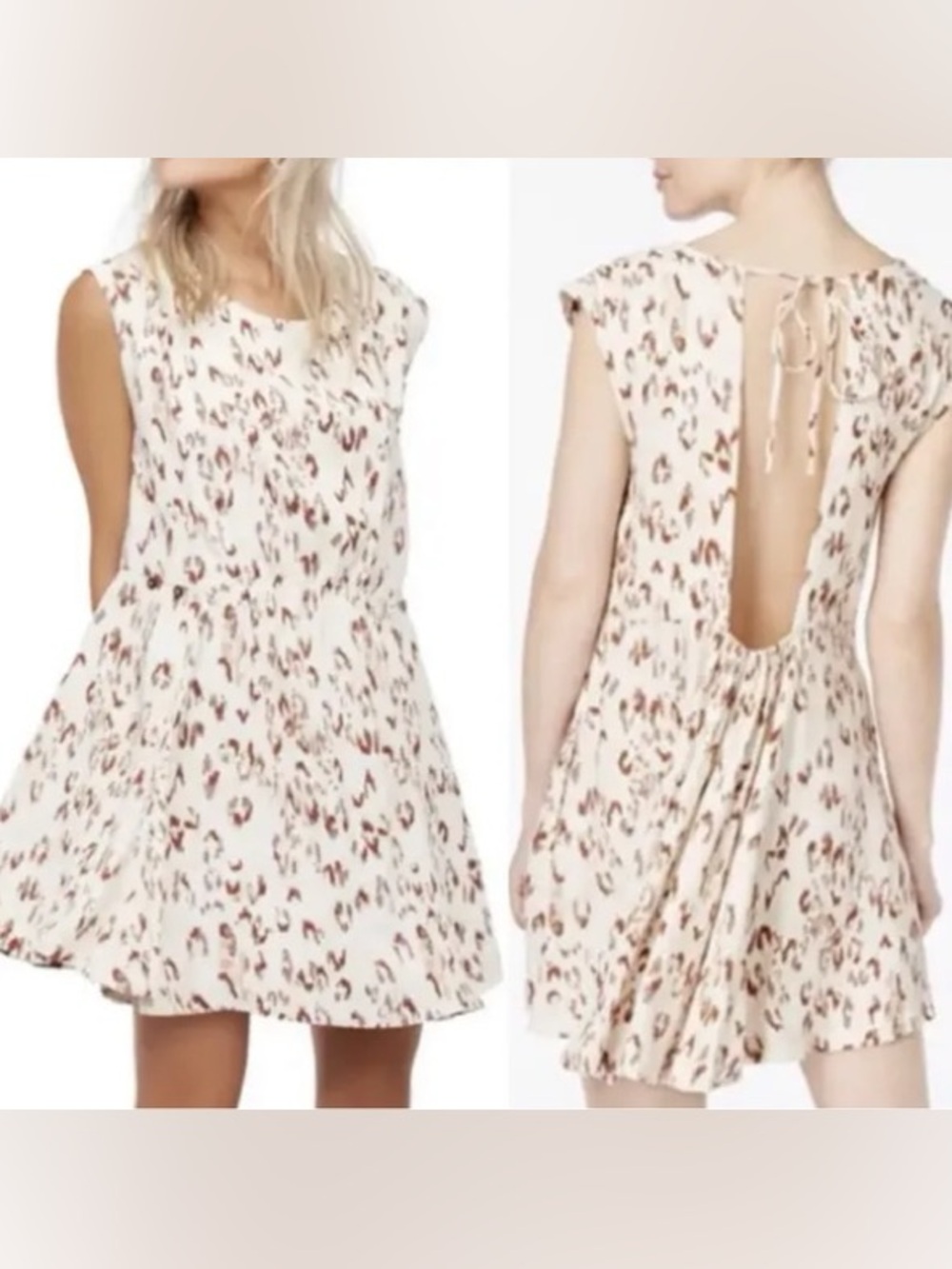 Free People “Fake Love” Abstract Leopard Print Mini Dress Sz S